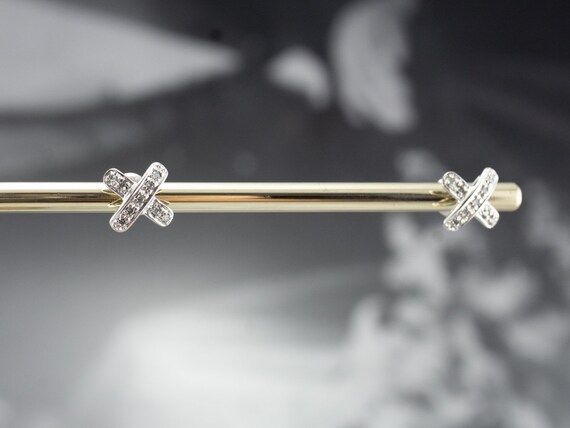 Diamond X Stud Earrings, White Gold Diamond Earri… - image 10