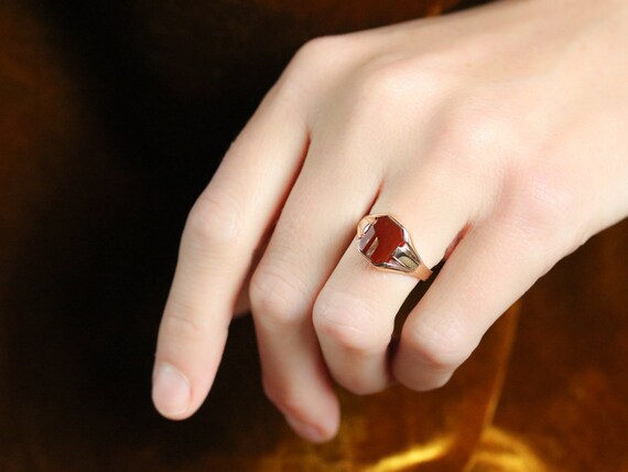 Vintage Carnelian Ring, Unisex Carnelian Ring, Or… - image 10