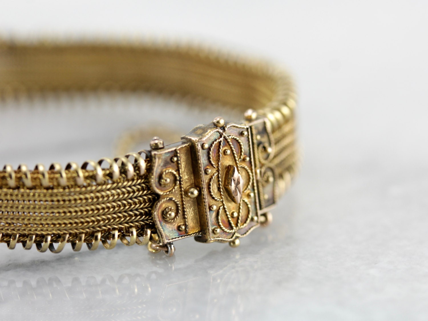 Superb Antique Victorian Mesh Bracelet in Yellow Gold N7Z7QK-N | Etsy