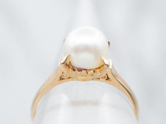 Classic Pearl Solitaire Ring, Vintage Pearl Ring,… - image 4