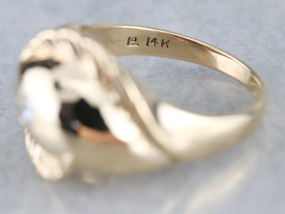 14K Yellow Gold Diamond Feather Ring, Grecian Sta… - image 4