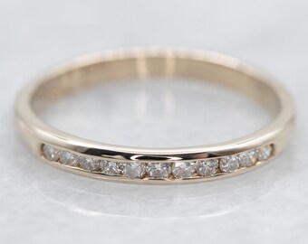 14K Yellow Gold Diamond Channel Band, .28 Carat Stacking Ring