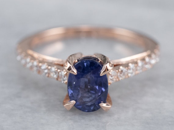 Modern Bride Gemstone Womens 3/8 CT. T.W. Genuine Blue Sapphire 14K Gold  Oval Side Stone Halo Engagement Ring - JCPenney