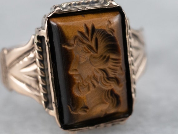 Tiger's Eye Intaglio Ring, Victorian Ring, Antiqu… - image 6