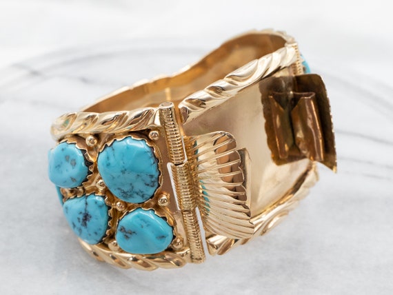 Ben Touchine Vintage Native American Navajo Turquoise Sterling Silver Bracelet Ben Touchine Vintage Native American Navajo Turquoise Sterling Silver Bracelet