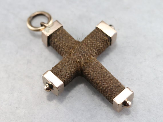 Victorian Mourning Jewelry Cross, Victorian Hair C