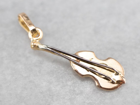 18K Gold Violin Charm, Music Charm, Unisex Pendant
