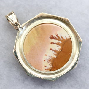 Etched Gold Jasper Pendant, Mid Century Pendant, Jasper Cabochon Pendant, Unisex Pendant, Birthday Gift FQPXQC1H image 3