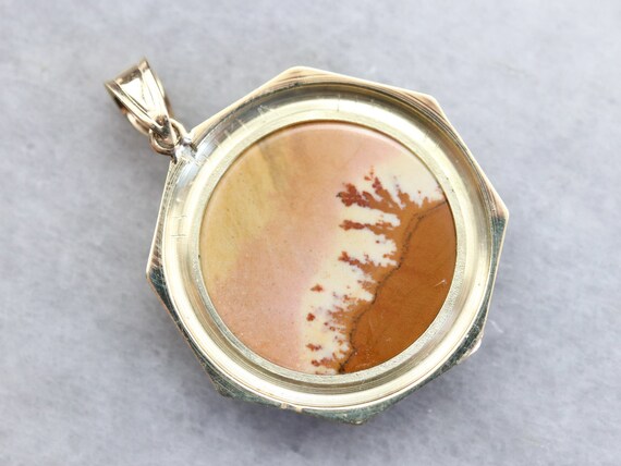 Etched Gold Jasper Pendant, Mid Century Pendant, … - image 3