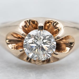 Belcher Set Diamond Ring, Unisex Diamond Solitaire Ring, Yellow Gold Diamond Ring, Unisex Engagement Ring, Diamond Anniversary A28617