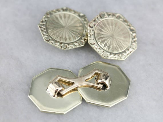 Vintage Engraved Octagonal Gold Cufflinks U8ZJ8L-P - image 4