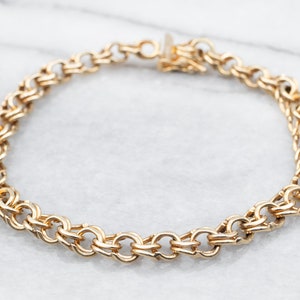 Gelbgold Doppel Gliederarmband, Gelbgold Armband, Bettelarmband, Gold Charm Armband, Goldarmband, Verbindungsarmband A27059