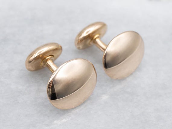 Antique Polished Gold Oval Cufflinks View 3