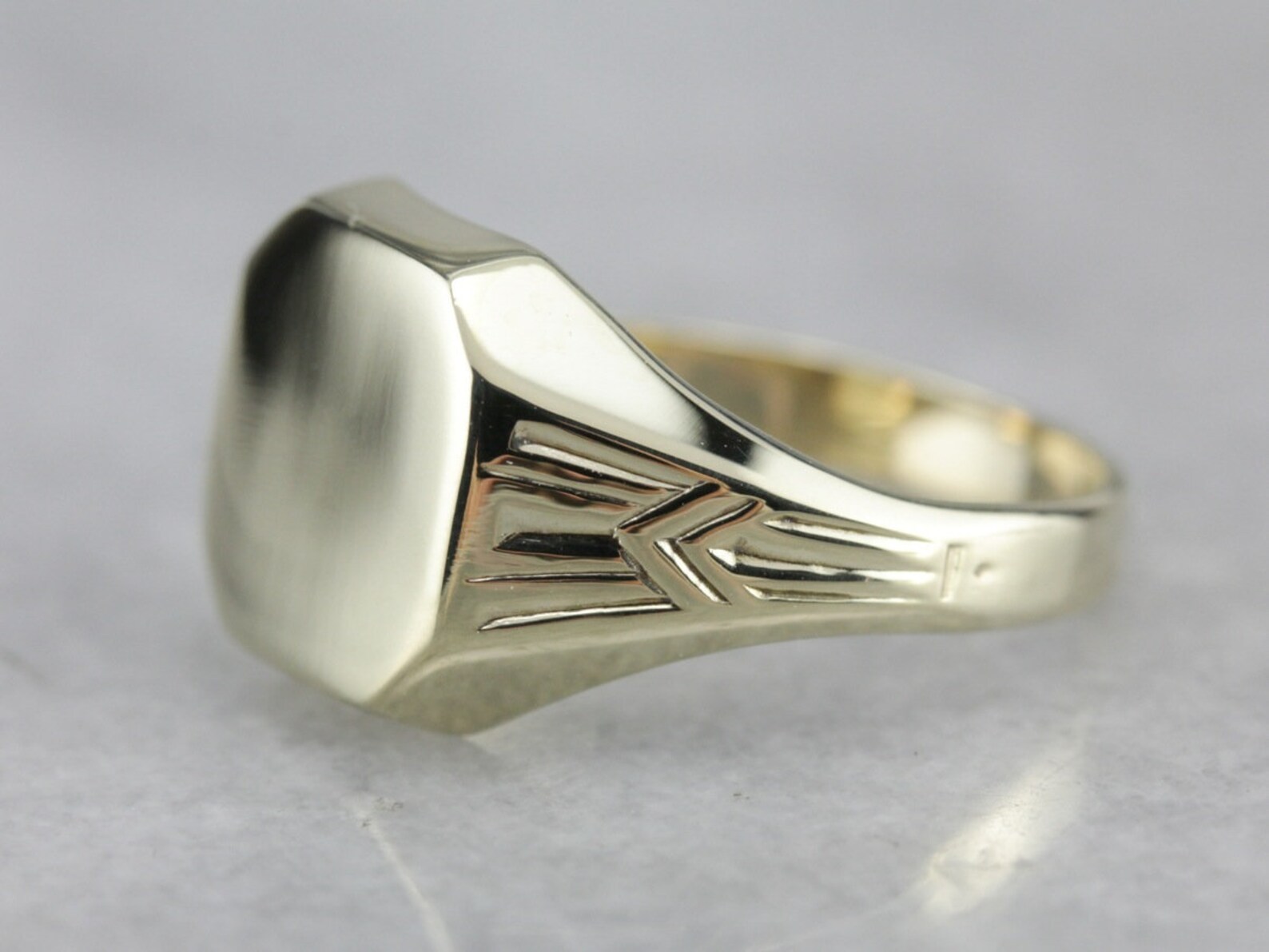 Art Deco Ring Green Gold Unisex Ring Gold Etsy