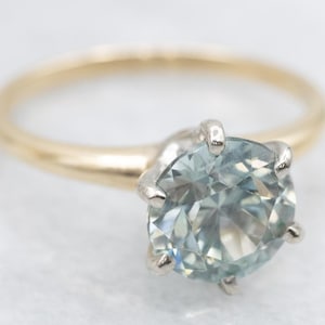 Two Tone Gold Round Cut Blue Zircon Solitaire Ring, 14K Gold Blue Zircon Ring, Blue Zircon Solitaire Ring, Blue Zircon Ring A59302