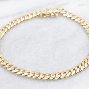 Yellow Gold Heavy Curb Chain Bracelet with Box Clasp, Yellow Gold Curb Chain Bracelet, Yellow Gold Chain Bracelet, Chain Bracelet A61603