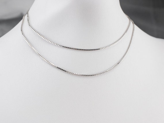 18K White Gold Box Chain 25 Inch Chain 