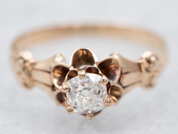 Old Mine Cut Diamond Ring Buttercup Diamond Ring Victorian Etsy
