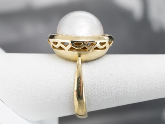 Mabe Pearl Cocktail Ring, Pearl and Diamond Halo … - image 9