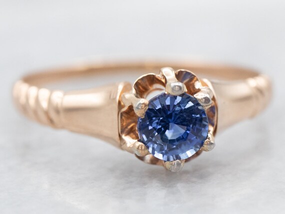 Rose Gold Sapphire Solitaire Engagement Ring, Ros… - image 2