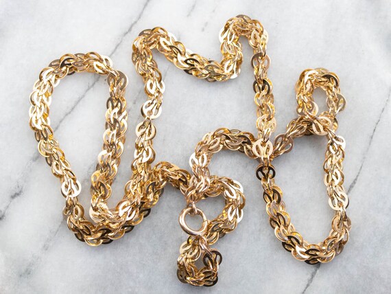 Vintage Yellow Gold Statement Chain, Filigree Lin… - image 2