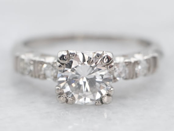 Platinum Diamond Engagement Ring with Diamond Acce