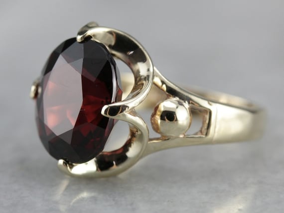 Garnet Cocktail Ring, Red Garnet, Floral Garnet Ri