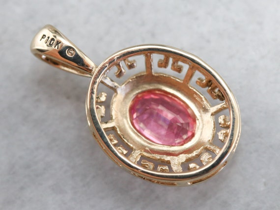Pink Sapphire Gold Pendant, Pink Gem Pendant, Ann… - image 5