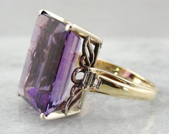 Immense Amethyst Cocktail Ring, Handset Fine Gemstone 5Y99VT-R