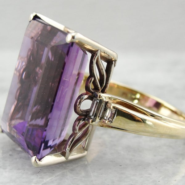 Immense Amethyst Cocktail Ring, Handset Fine Gemstone 5Y99VT-R