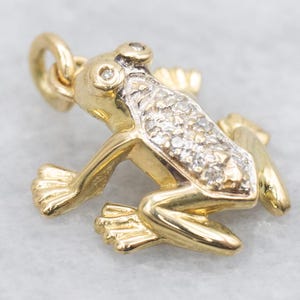 Golden Diamond Frog Charm Pendant, Yellow Gold Frog, Vintage Frog Charm, Frog Pendant, Layering Pendant, Animal Charms, Birthday Gift A65931