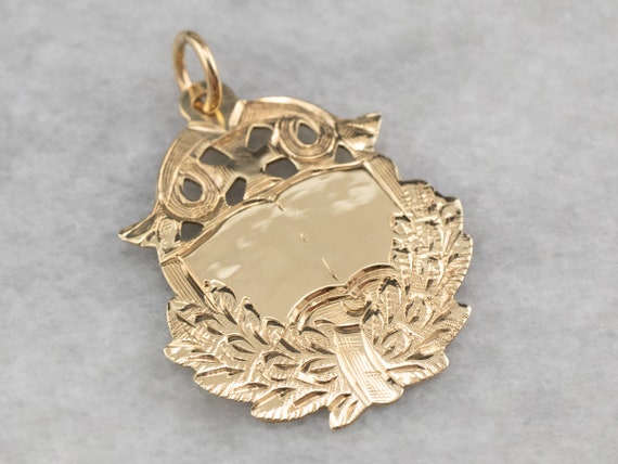 Vintage Yellow Gold Medallion, Gold Layering Pend… - image 1
