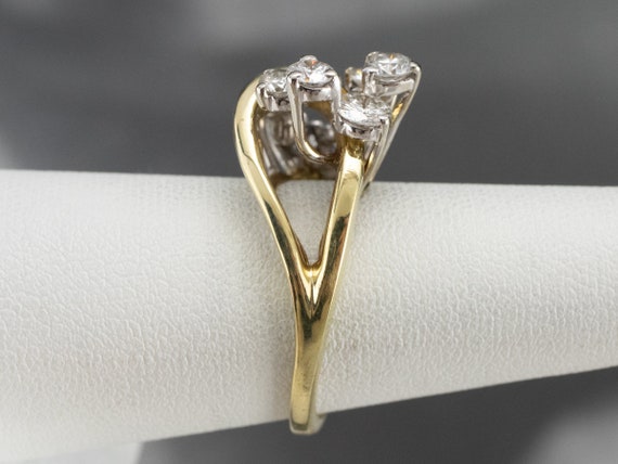 14K Gold Diamond Statement Ring, Asymmetrical Coc… - image 9