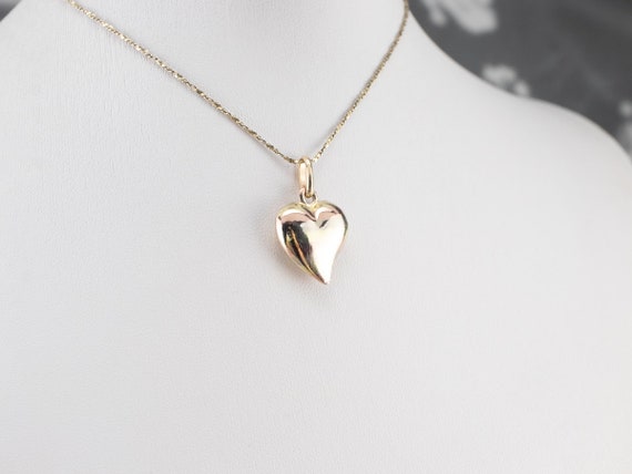 Striped Gold Heart Pendant, Puff Heart Charm, Rom… - image 9