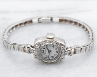 14k Gold Vintage Hamilton Platinum Diamond Watch 1930s Hamilton