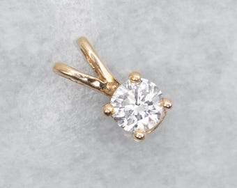 14K gult guld diamant solitaire hänge, 0,50 karat