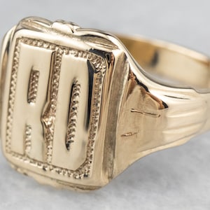 Retro "RD" 14K Gelbgold Siegelring, 1948