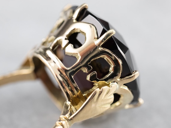 14K Gold Garnet Cocktail Ring, Statement Jewelry,… - image 6