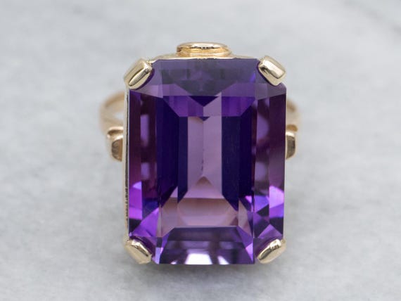 Beautiful Emerald-Cut Amethyst Statement Ring - image 1