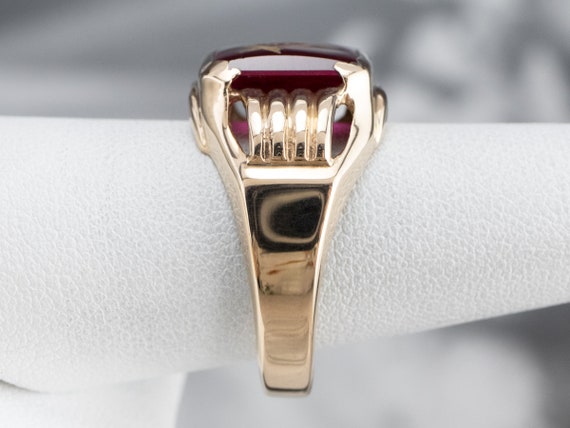 Vintage 10K Yellow Gold Masonic Ring, Ruby Glass,… - image 9