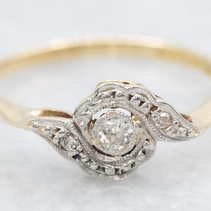 Anillo de platino y oro de los años 50 con diamantes, anillo de diamantes, anillo de diamantes vintage, anillo de compromiso A60110