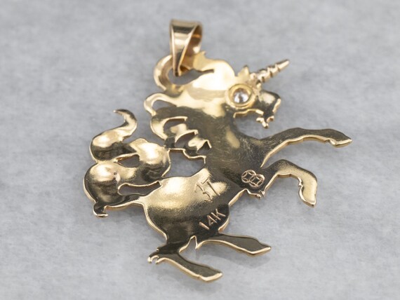 Gold and Diamond Magical Unicorn Pendant, Gold Un… - image 5