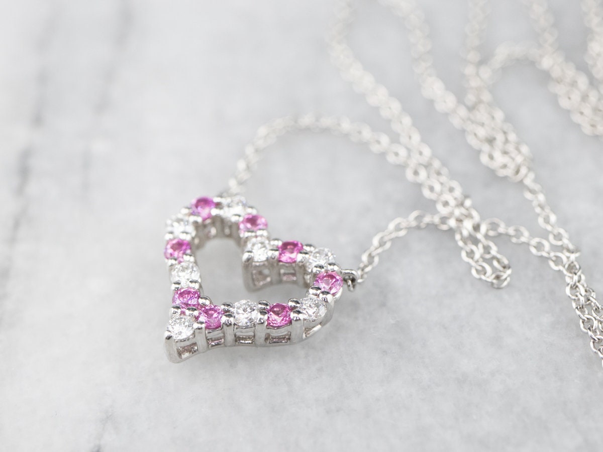 Platinum, Gold, Pink Sapphire and Diamond Collar Necklace