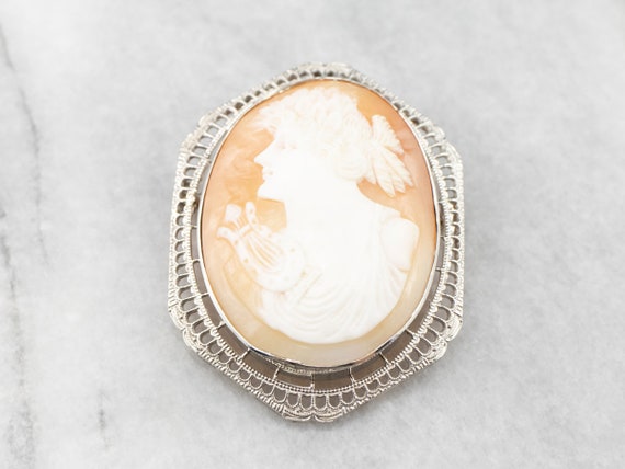 Greek Muse Polymnia Cameo Brooch or Pendant, Whit… - image 2