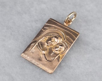 Rose Gold Mary Jesus Pendant, Medal Pendant, Religious Pendant, Christian Pendant, Christian Jewelry, 8YK51LUA