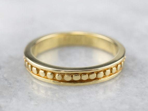 Vintage 18K Gold Pattern Band, Yellow Gold Dot Pa… - image 1