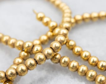 Vintage 18K Yellow Gold Beaded Ball Chain Necklace, 20 Inch