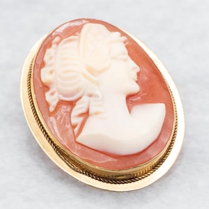 Oval Cut Cameo Brooch or Pendant, Yellow Gold Cameo, Cameo Brooch, Cameo Pendant, Oval Cameo, Cameo, Brooch, Pendant, Cameo Jewelry A43687