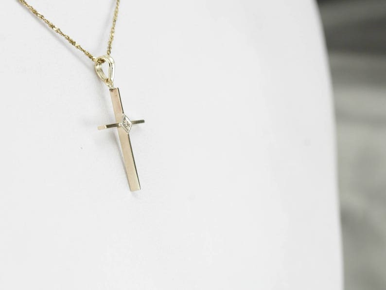 Religious Jewelry 357C5WJU-P Diamond Gold Cross Pendant