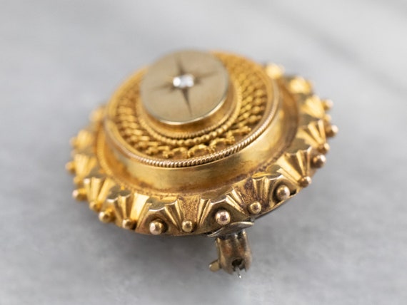 Victorian Gold Locket Brooch, Diamond Locket, Ant… - image 4